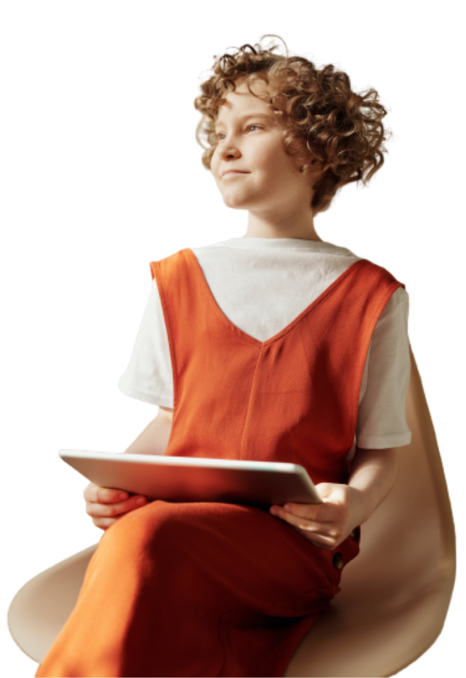 Student holding tablet