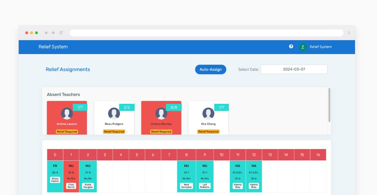 Roster - Assign Relief Teachers