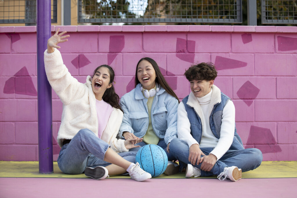 Teenagers having fun