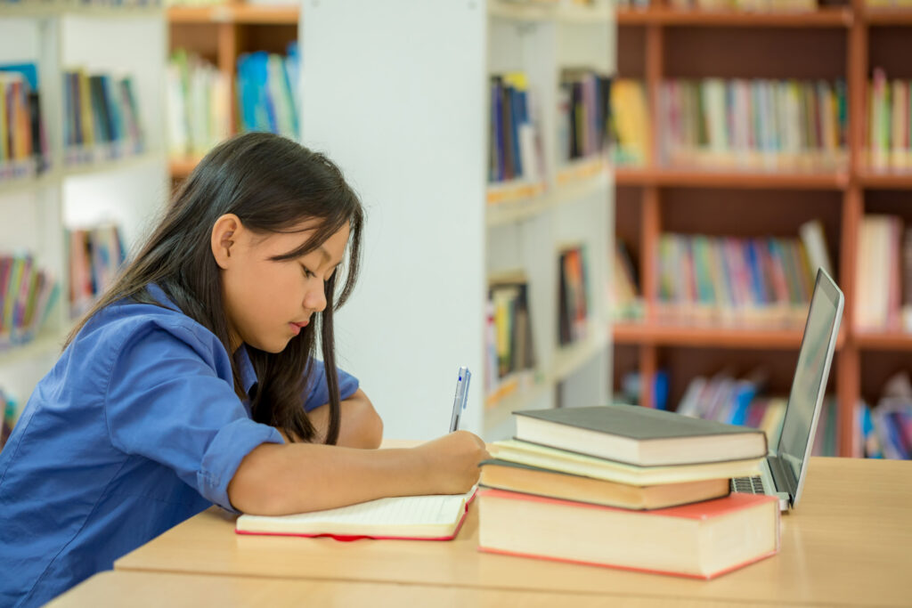 Female Student Concentrating