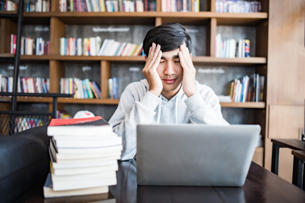 Male teacher stressed