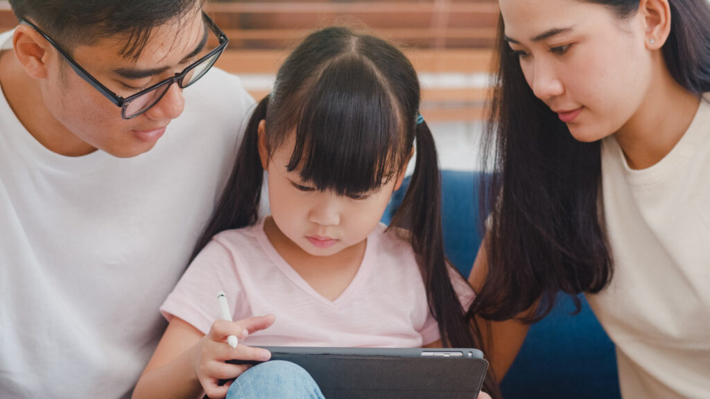 Family using tablet